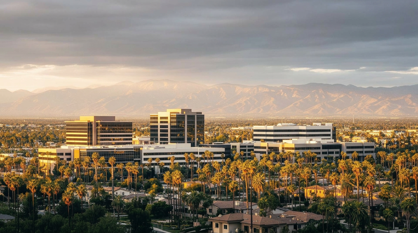 Santa Clarita Valley skyline at golden hour